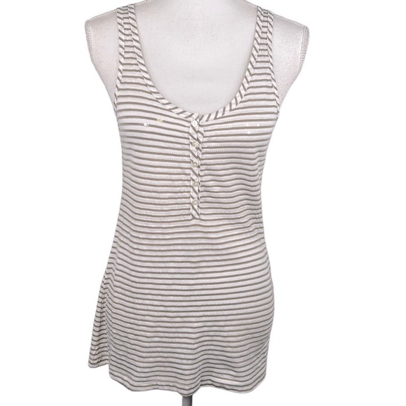 Old Navy Tan & White Striped Sequin Tank Top Size Small New with tags! - Picture 1 of 6